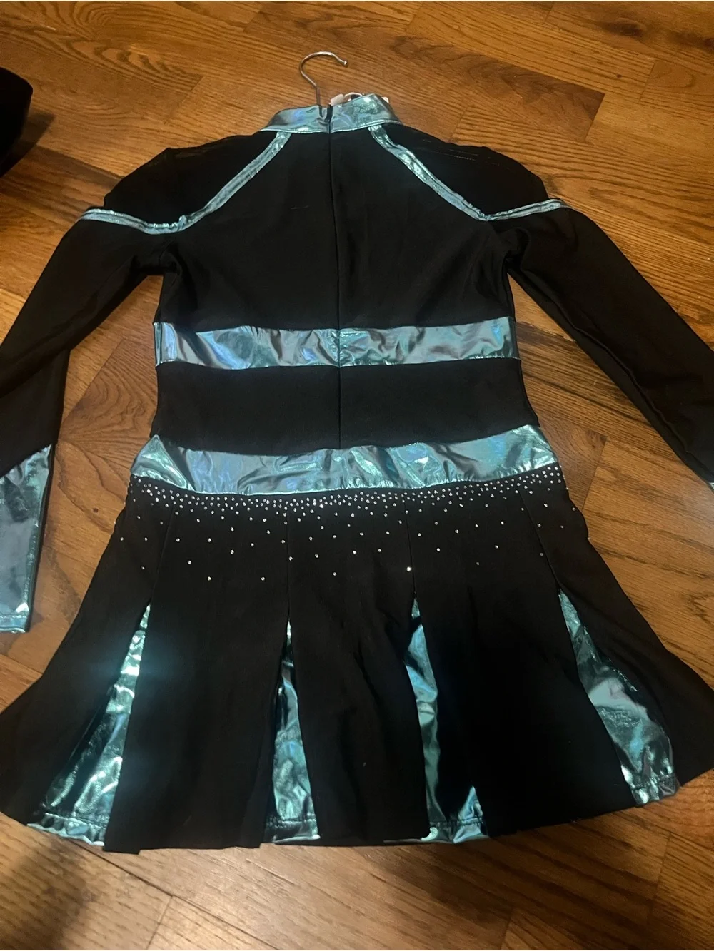 New teal and black  Long Sleeve Cheerleading Dance Halloween uniform girls sz 14